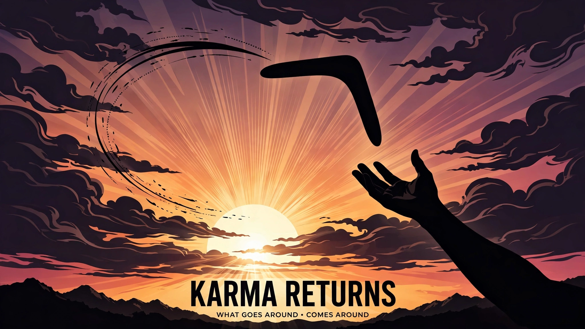 Boomerang concept illustration symbolizing instant karma