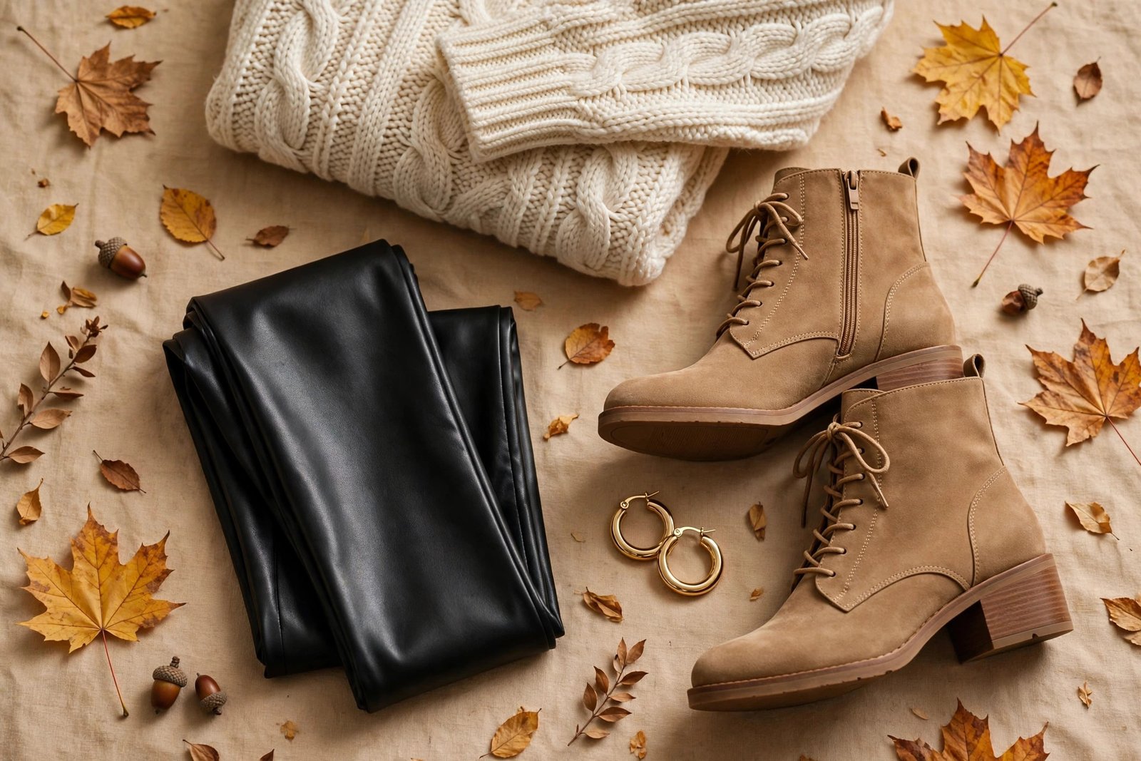 2. Chunky Knit + Leather-Look Leggings